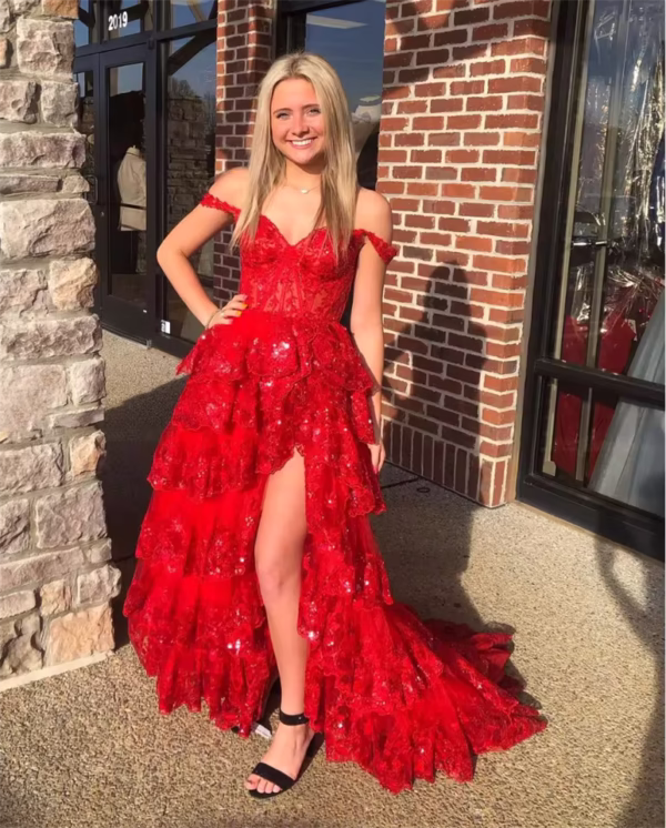 Jessica Black Glitter Prom Dress - Image 2