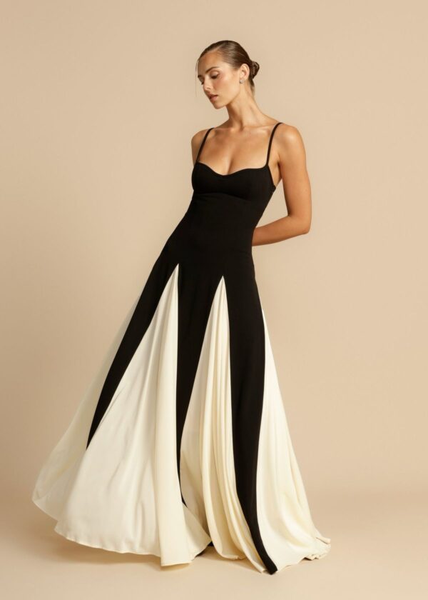 Paneled Tulle Off-Shoulder Maxi Dress - Image 3